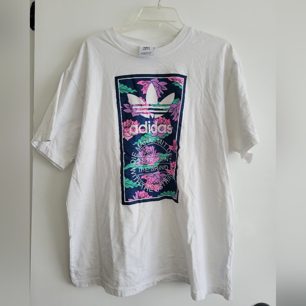 NWOT Adidas White Tropical  Mens XL Shirt